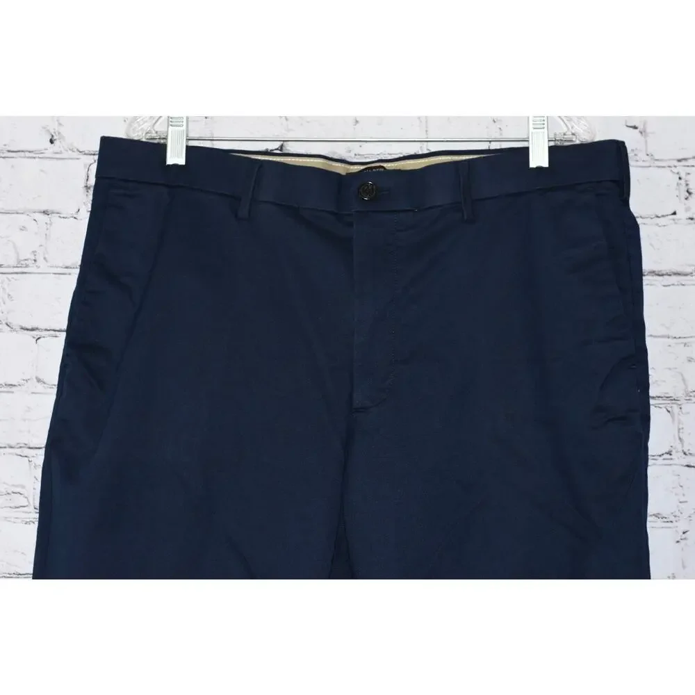 Banana Republic Mens 38x32 Navy Blue Slim Fit Flat Slacks Pants